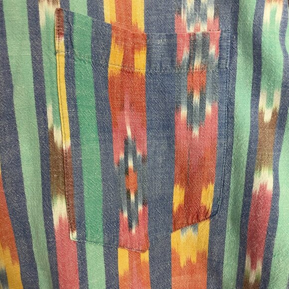 Vintage 90s Striped Button-Up Shirt Southwestern FLAWS Men Size Large Cotton - Picture 13 of 15